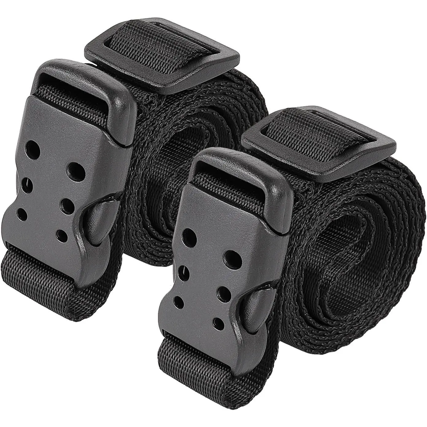 Utility Straps with Buckle 40" Quick-Release Adjustable Nylon Straps Black 2 Pack