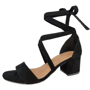 Wrap Around Comfort Low Block Heel Sandals Open Toe Strappy Tie Up
