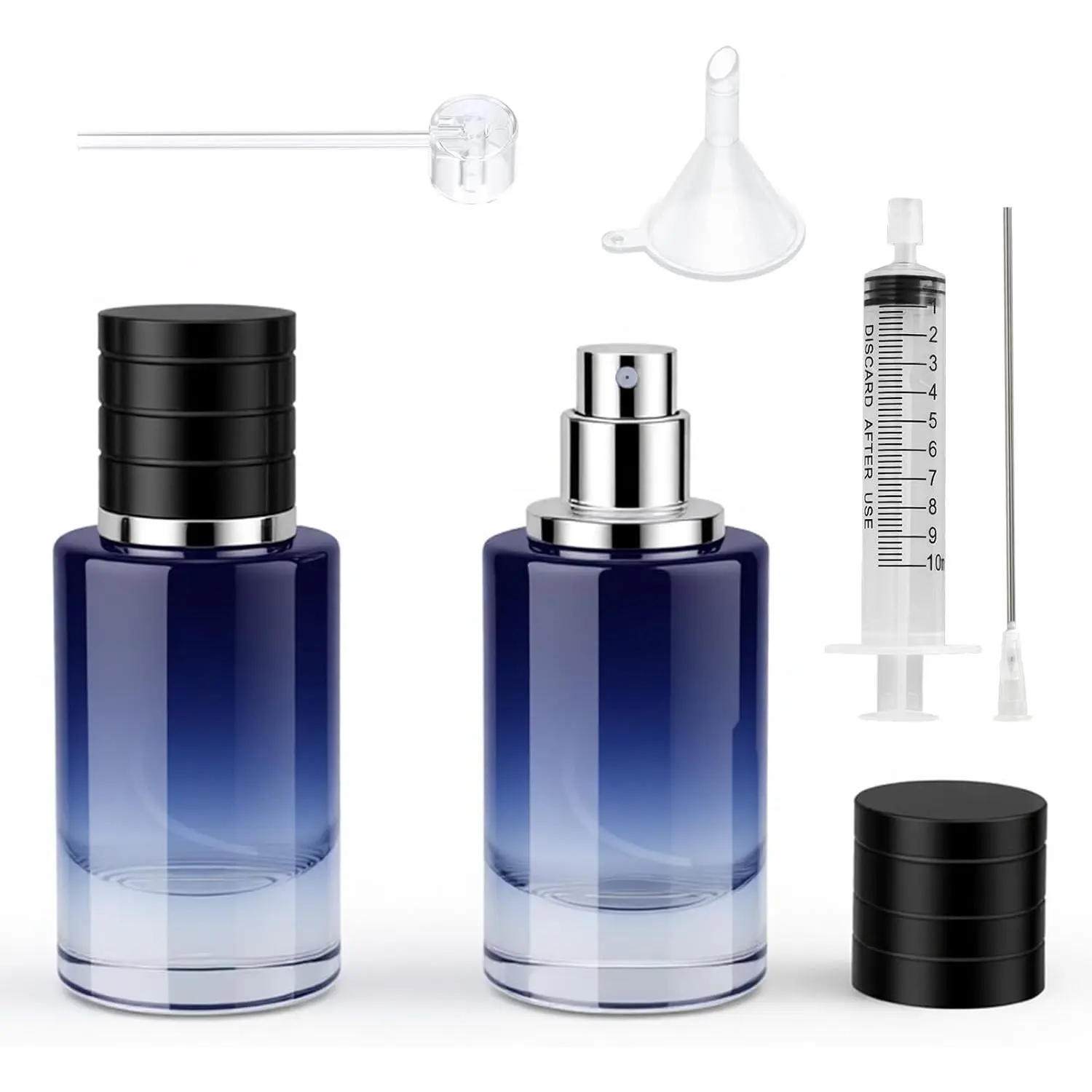 Black Glass Perfume Bottle - Empty Refillable Cologne Sprayer with Fine Mist Atomizer, Portable Travel  Container with 3 Dispenser Tools