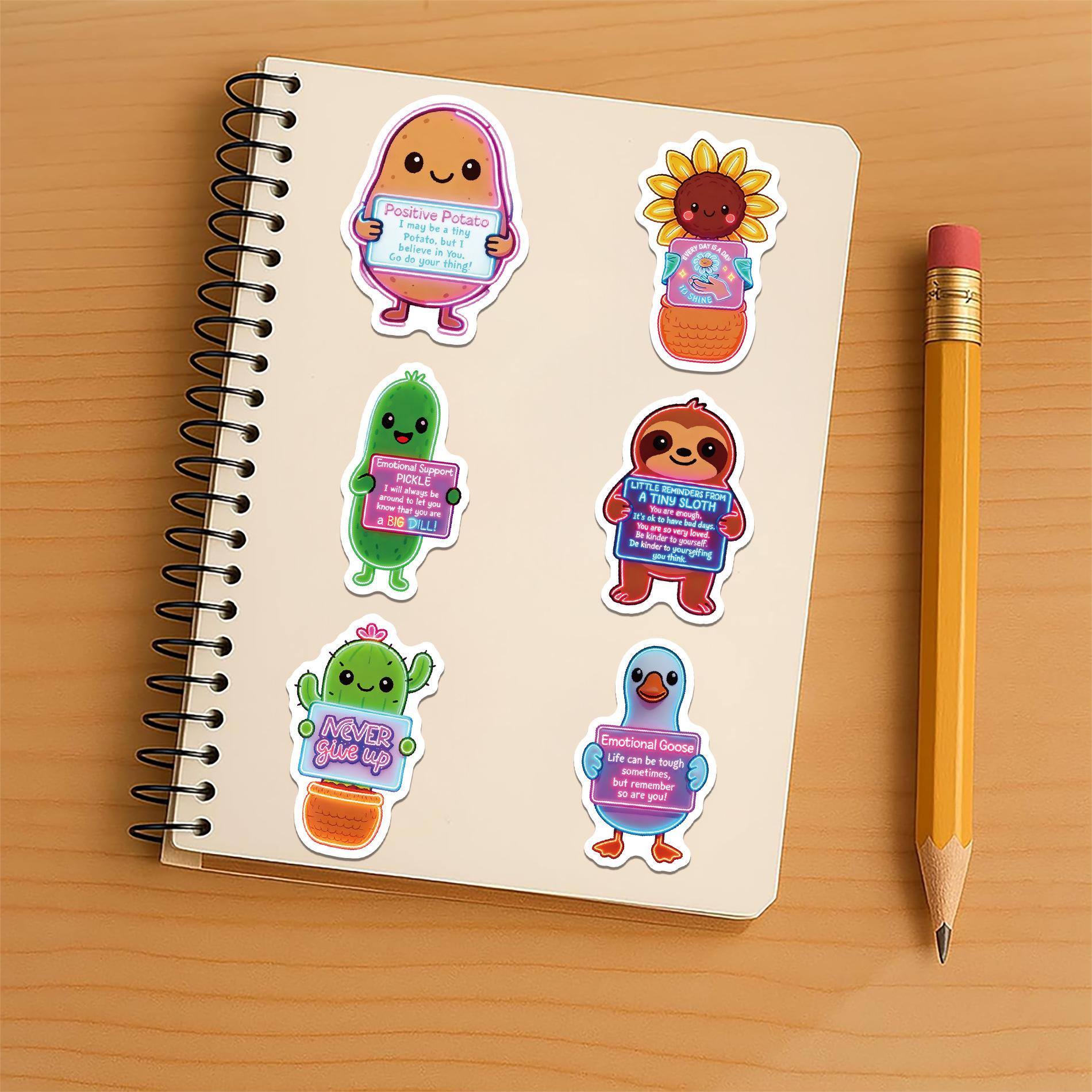 200Pcs Emotional Support Animal Stickers, Neon Funny Motivational Vinyl Decals Bulk for Laptop Water Bottle, Mental Health Inspirational Gifts for Teens Adults The ultimate mental health sticker haul!pure neon positivity to share with your besties!