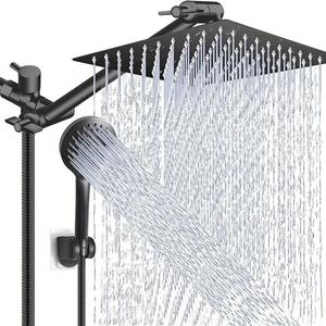 rain shower head with handheld sprayer, 1 set high pressure waterfall shower head with adjustable extension arm & 5 settings handheld showerhead, modern bathroom supplies