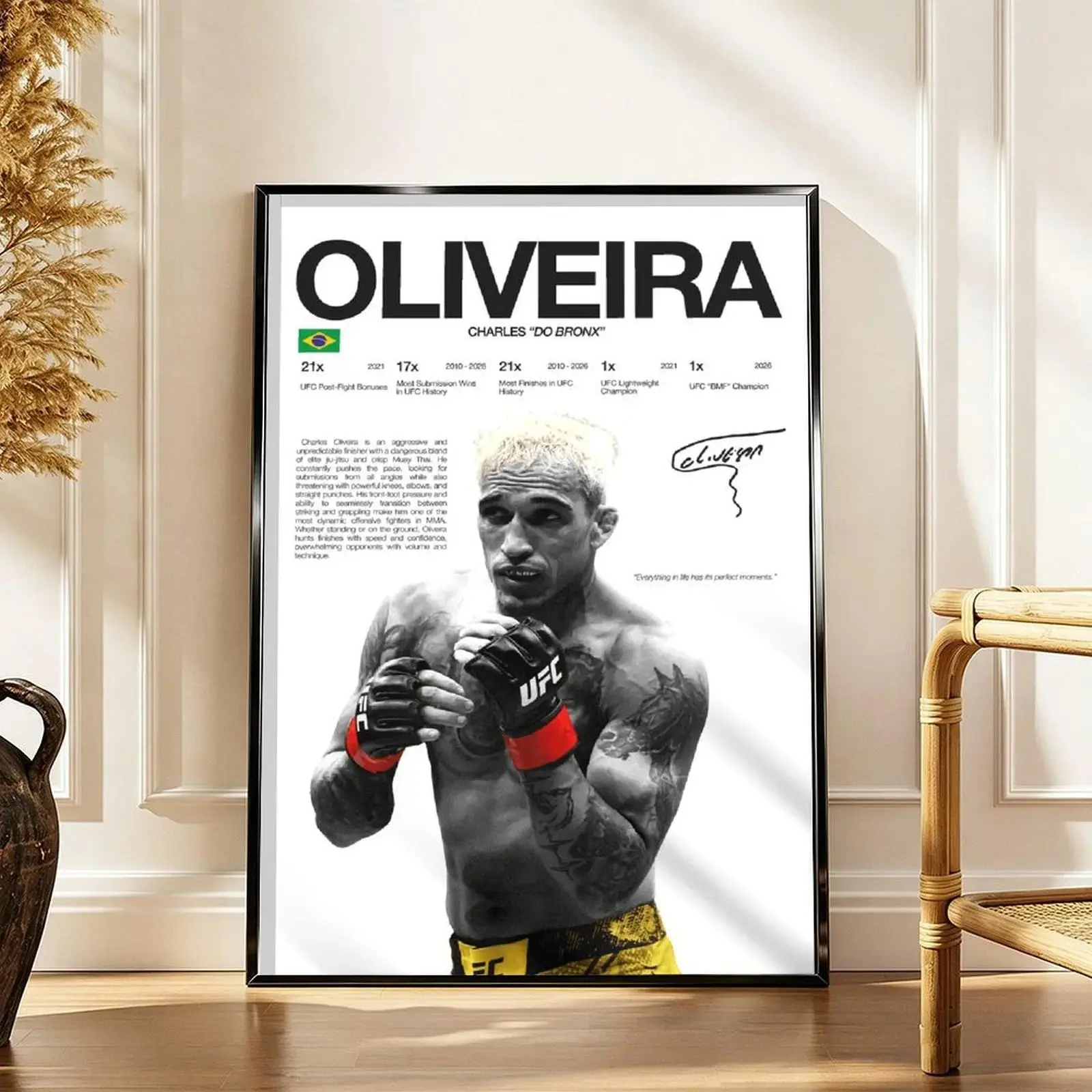 UFC Boxing Legend Champion Complete Series Collectible Canvas Poster, Tyson, Ali, Conor, Oliveira Fighters, Vintage Black and White Signed Style Wall Art, Perfect for Men's Gym, Bedroom, Dorm, A Must-Have Collection for MMA and Boxing F