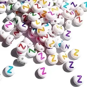 800pcs White Round Acrylic Alphabet Letter Beads A-Z, White Beads With Coloured Letters, for Jewelry Making Bracelets Necklaces Key Chains