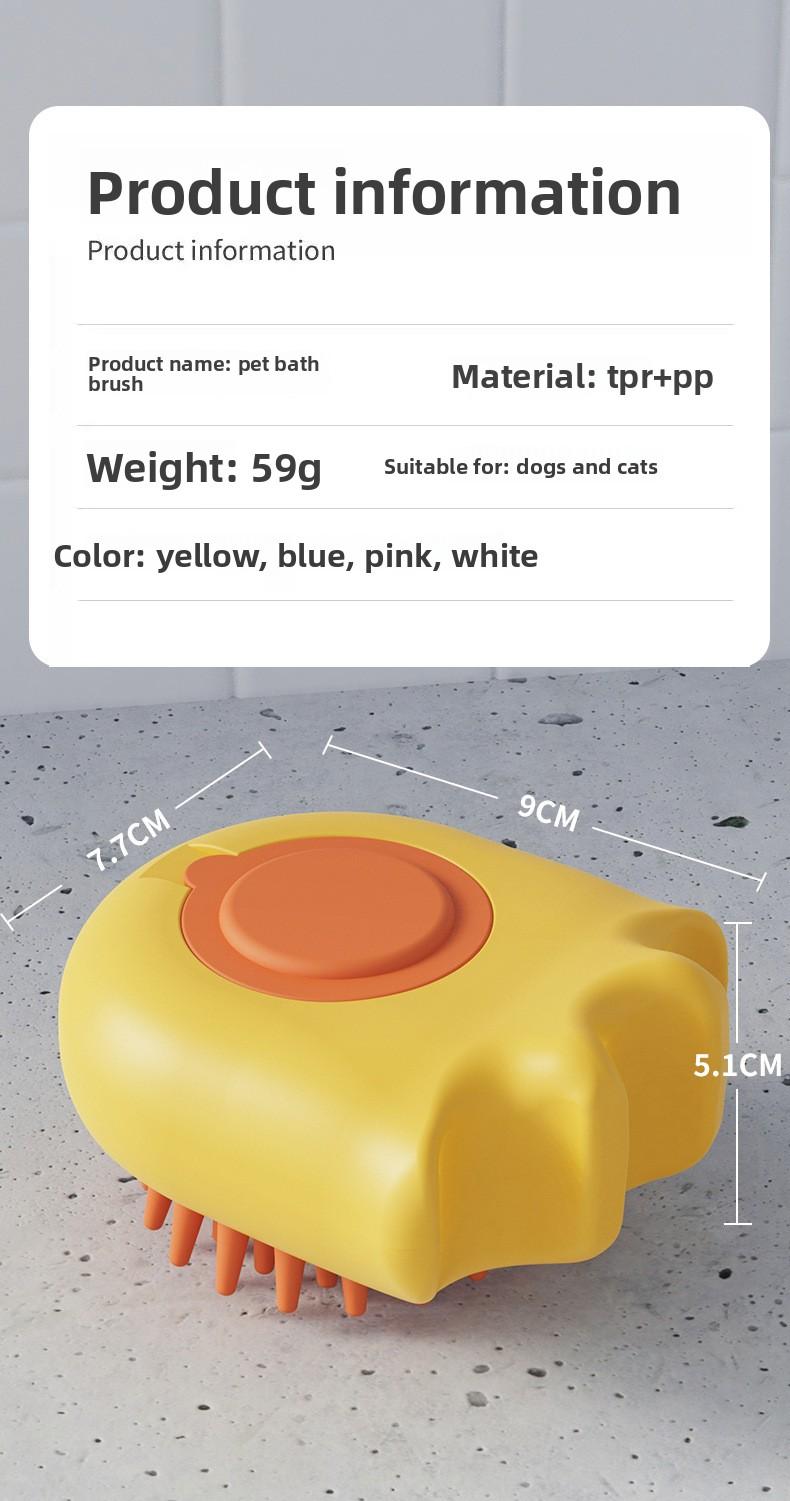 Pet Bath Brush, Dog Cat Grooming Brush with Shampoo Dispenser, Silicone Massage Brush for Shedding & Bathing, Soft Bristles for Dogs Cats Puppy Kitten