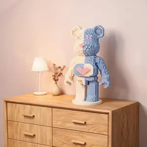 3500+ Pieces Large Heart Bear Building Blocks, DIY Craft Toy, Desktop Home Decor, Valentine's Day Gift for Girlfriend