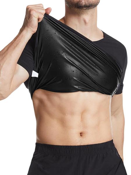 Sauna Sweat Suits Shirt Waist Trainer for Men, Compression Vest for Workout and Gym, Short Sleeve Sweat Enhancer for All Seasons, Sports Sauna Top