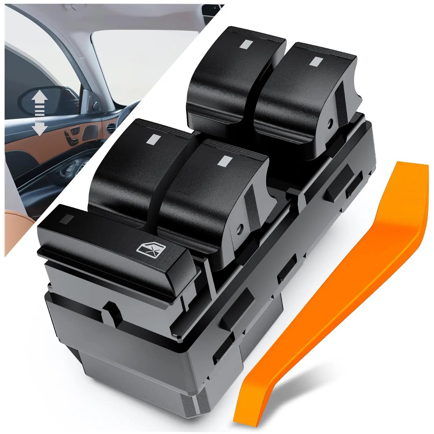 Nilight Power Master Window Switch Replacement Kit with Car Visor Clip, Truck & Car Interior Accessories, Compatible with 2007-2013 Chevy Silverado 1500/2500HD/3500HD, GMC Sierra/Yukon, 2009-2016 Chevy Traverse, Accessories For Car