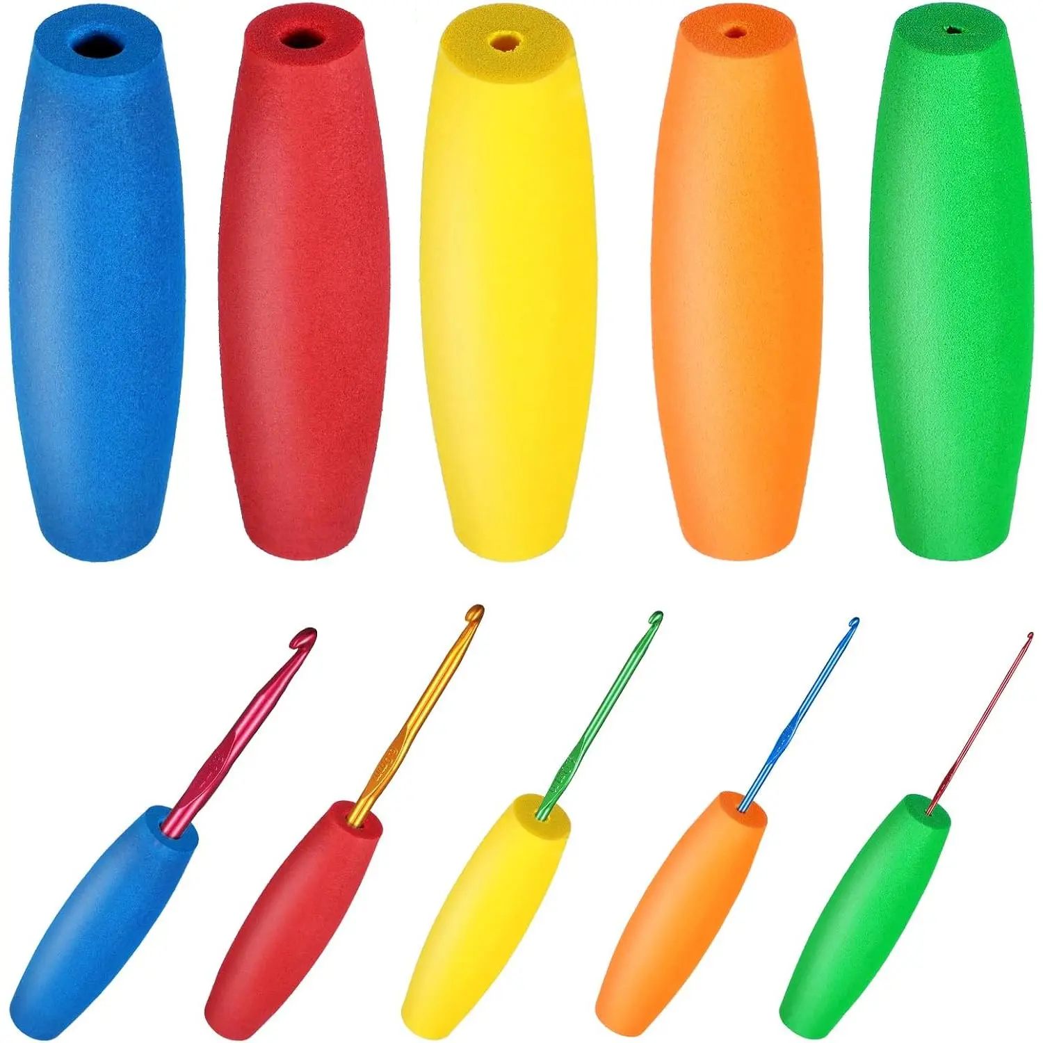 5 count Crochet Hook Grips,  Crochet Hook Grip, Soft EVA Crochet Hooks for  Hands, Knitting Crochet Accessories Fits 2mm-10mm Crochet Hooks(5 Pcs Set)