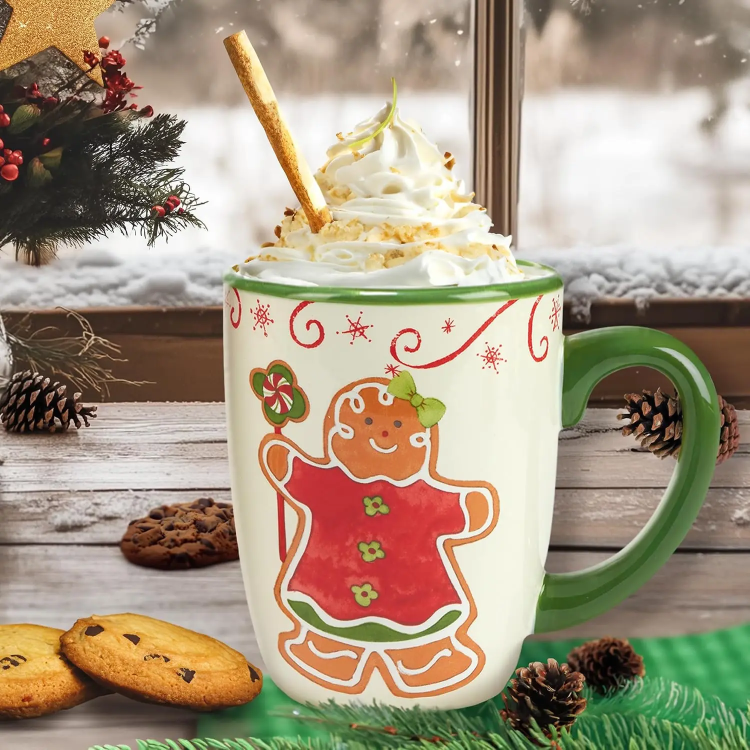 Holiday Magic Gingerbread 16 oz. Mugs, Set of 4
