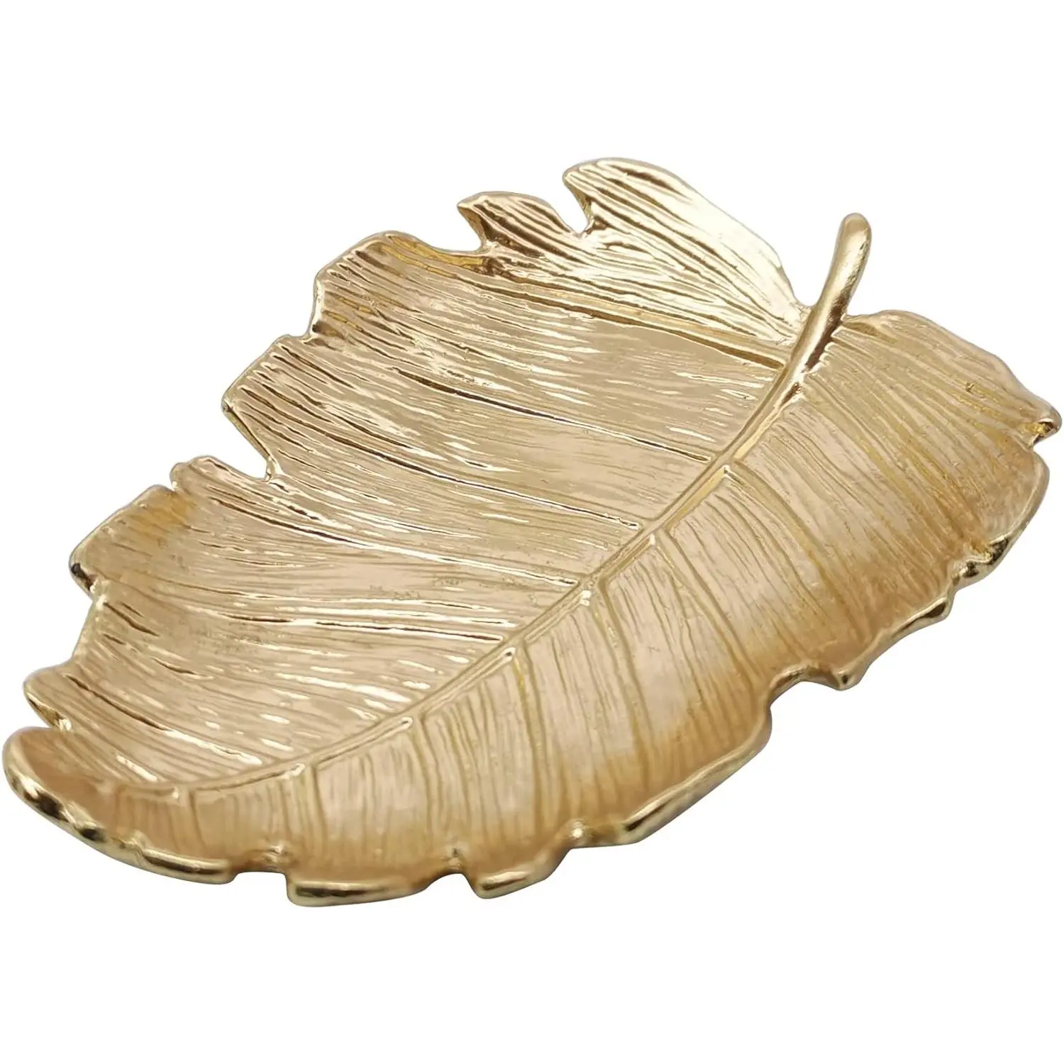 Metal  Dish, Small Leaf Shaped Ring Holder  Organizer, Trinket Dish  Tray for Dresser Christmas Birthday Wedding Gifts Elm Leaves-