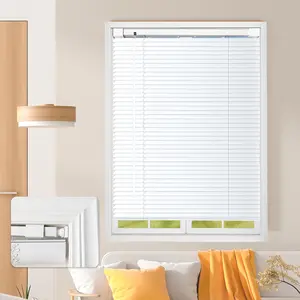No Tools No Drill Cordless Mini Blinds 1" L-Shaped Slats Light Filtering Shades Horizontal Vinyl Blinds for Indoor Windows White 22.5" W x 48" H