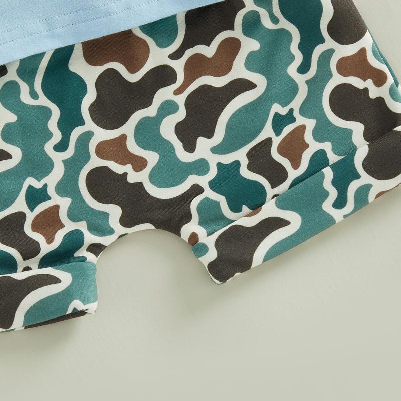 Kids Boys Shorts Set, Short Sleeve Rabbit Print T-shirt with Camouflage Shorts Easter Clothes Summer Outfit Kids Boys Shorts Set, Short Sleeve Rabbit Print T-shirt with Camouflage Shorts Easter Clothes Summer Outfit