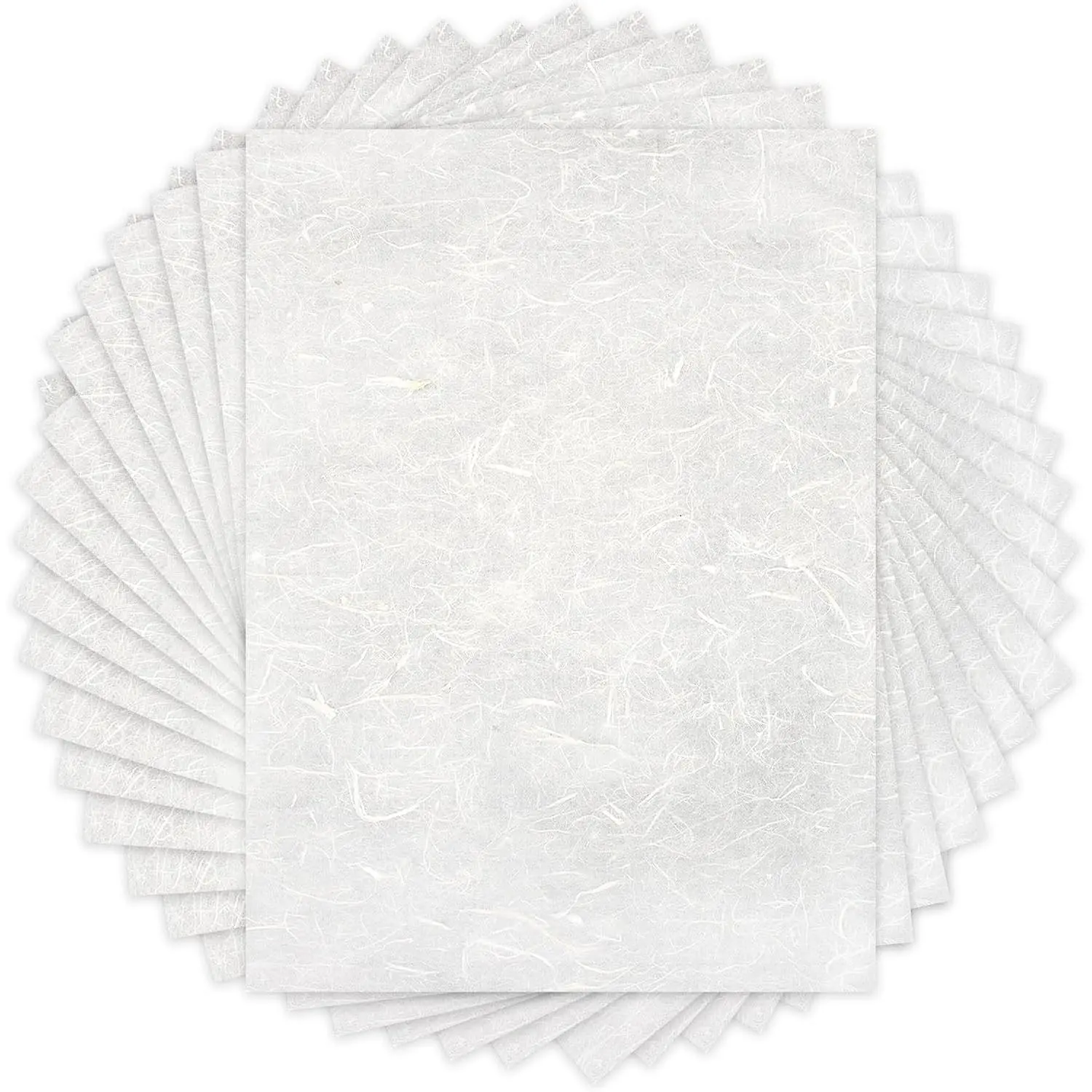 50 Sheets A4 Natural Mulberry Paper Visible Plant Fibers Rice Paper Printable Decoupage Tissue Paper Sheets for Writing, Painting, Card Making, DIY Crafts(8.3x11.7in, Semi Transparent Off White)