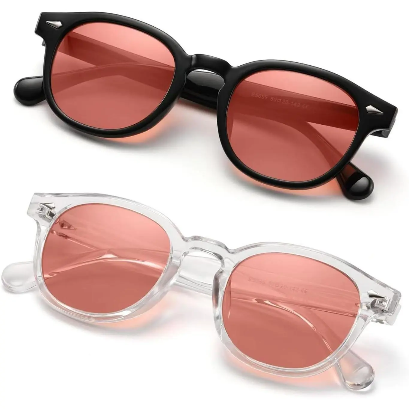 2 Pack FLuorescent-41 Pink Tinted Migraine Glasses Light Sensitivity Eyeglasses Indoor/Outdoor Photophobia Eyewear