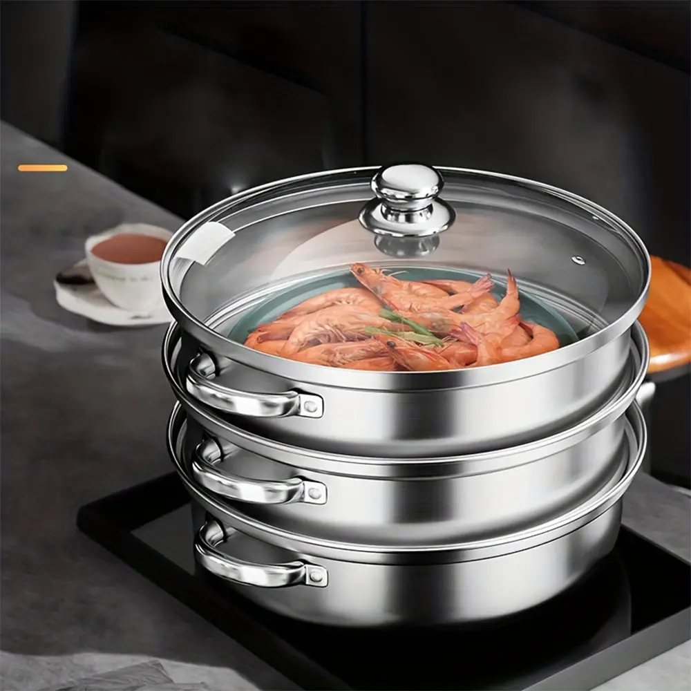 Stainless Steel Steamer Basket, Durable Thick Material, Easy to Clean, Kitchen Utensils, Ideal for Cooking, Long-Lasting Design