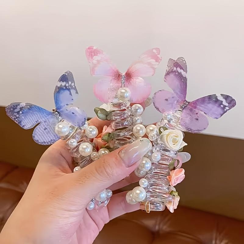 2 pieces of AYLHFO mesh bow headbands, cute floral design with beads for girls, suitable for daily wear and parties, suitable for all seasons, everyday hair accessories, fun accessories, durable plastic headbands, bow hair accessories