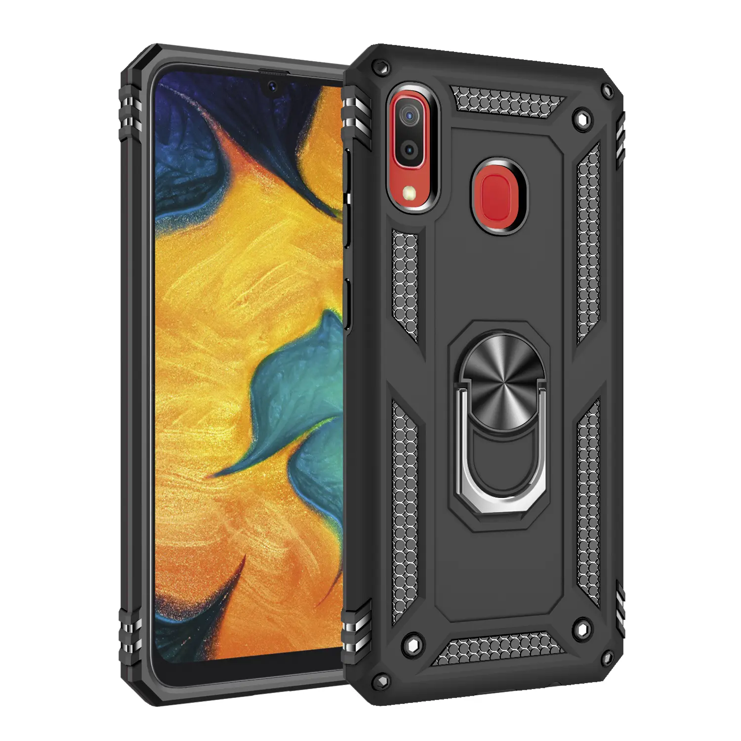 Case for Samsung Galaxy A20/A30 Anti-Slip Durable, Ring Stand, Rotatable, Shockproof, Thick Armor, Solid Color Cover for Samsung Galaxy A20/A30 Phone Case, Rugged Shockproof Cover