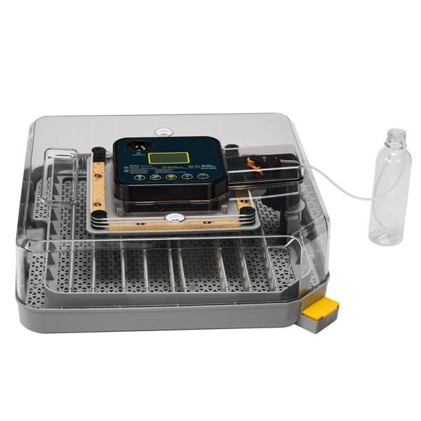 48H Pro 48-Egg Incubator 110V 85W Fully Automatic Egg Turner LED Candler Auto Temp Humidity Control Fahrenheit Display ABS PET Body Clear Lid Storage Compartment for Home Use Home