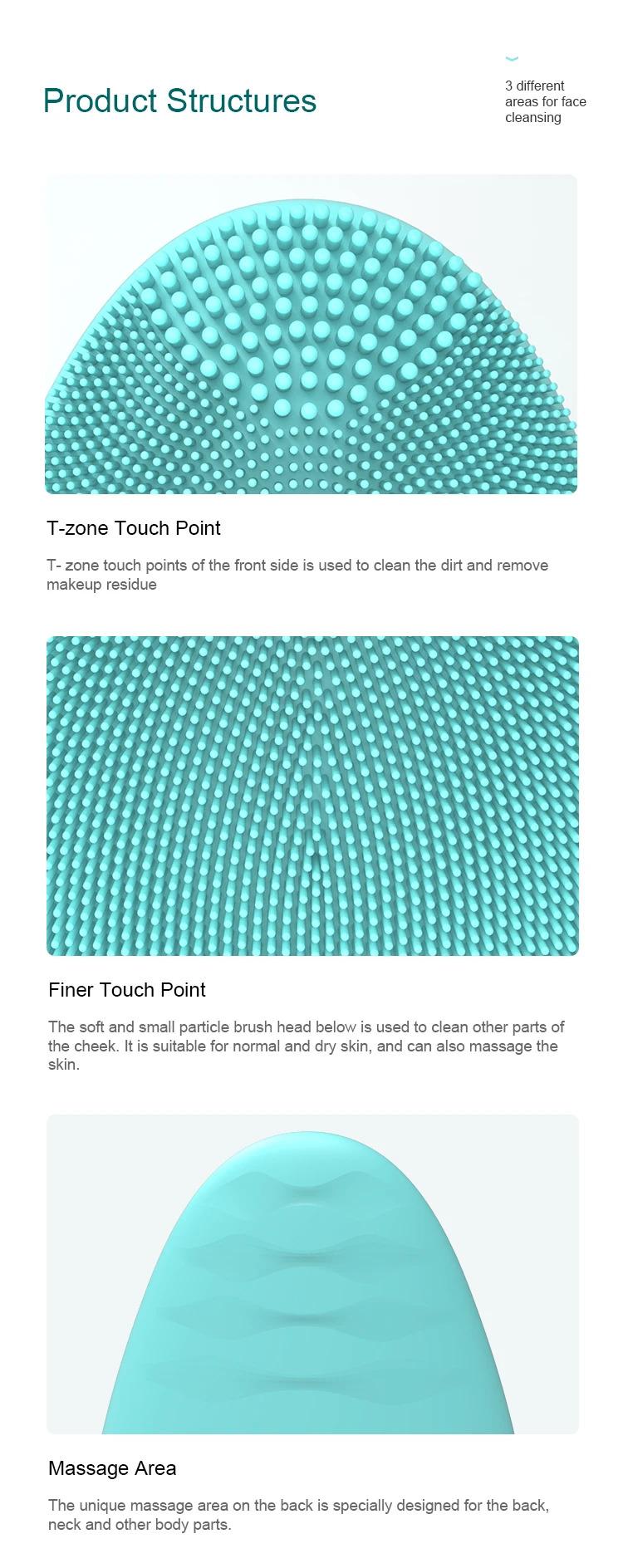 RTS Silicone Spin Skin Scrubber Electric Sonic Facial Brush Cleaner USB Rechargeable Face Cleansing Brush