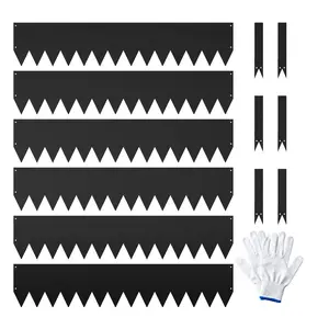 Garvee Set of 6 Cor-Ten Steel Garden Edging Borders with Painted Finish, Each 101.6 cm Long x 20.3 cm High, Hammered Gauge Metal with 8 Clips and Gloves Included for Durable Outdoor Use