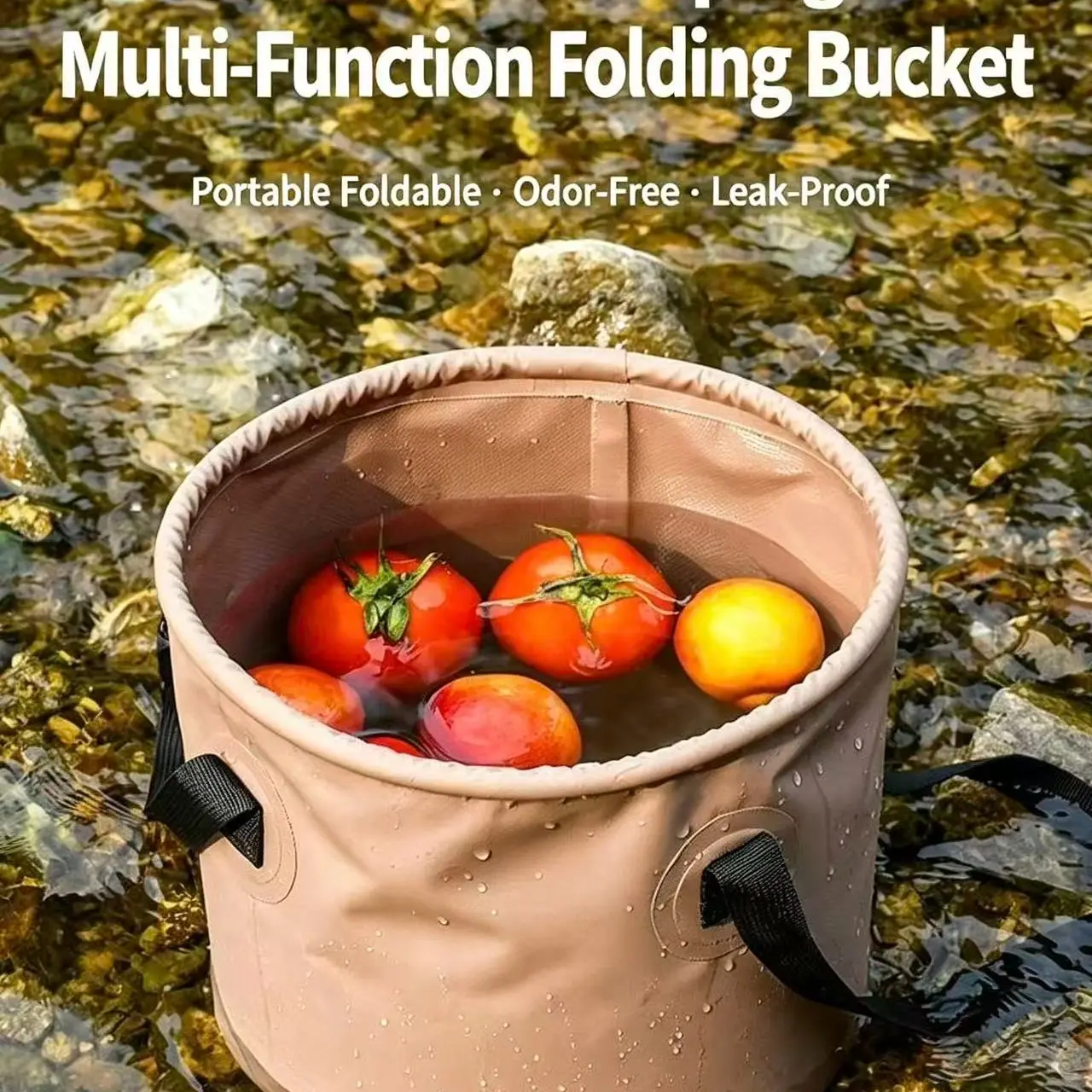 Outdoor Camping Folding Water Bucket, Multi-Functional Large Capacity Portable Fishing Bucket, Expandable Car Storage Tank