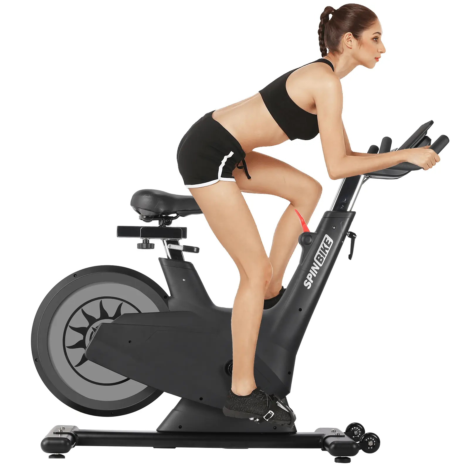 Stationary Indoor Cycling Exercise Bike Only, Magnetic and Brake Pad Resistance, Silent Belt Drive, 300 Lbs Weight Capacity, Adjustable Seat, Self-Powered with Tablet Holder, Home Cardio Fitness Trainer