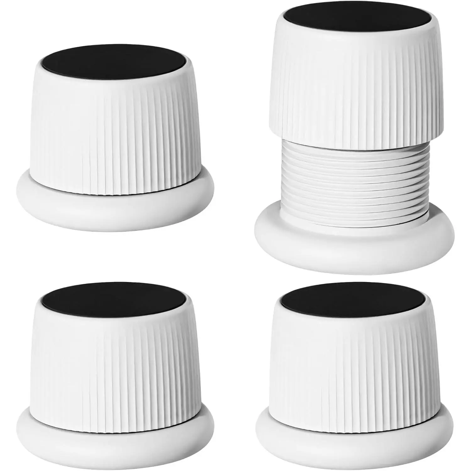4 Pcs Furniture Leg Elevators, White Screw Furniture Risers with Anti-Slip Pads, 1.57-2.48 in Bed Risers for Cabinet, Desk, Table & Bed