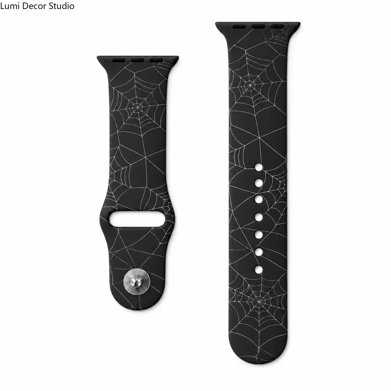 Black Spider Web Silicone Watch Band - Minimal Halloween Adjustable Strap for Smartwatches, Daily Wear and Seasonal Outfits