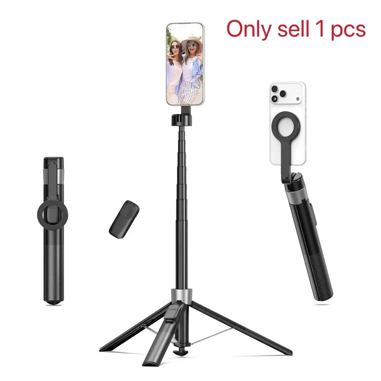 2026 New 1.8m Alloy Tripod Magnetic Phone Stand, Multi-Functional Portable Live Streaming Tripod, Metal Base for Vloggers and Streamers