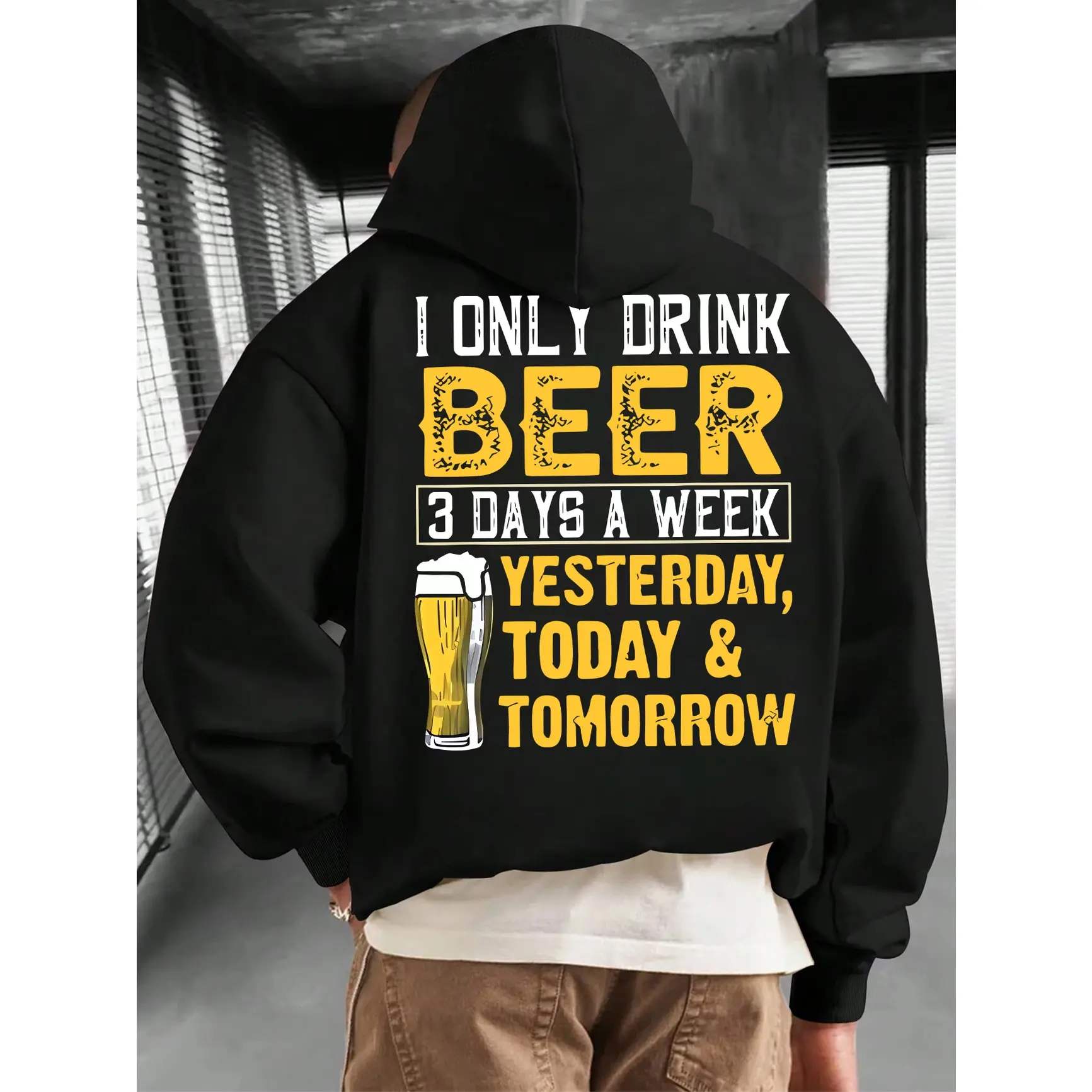 Beer Mug Funny Quote Graphic Oversized Cotton Hoodie Fashion Comfort Outfit Drinking Lover Sweatshirt Great Valentine Gift For Him Dad Friend Holiday Birthday Present