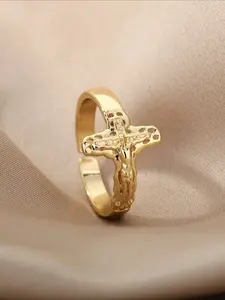 Cross open ring, Jesus Christ Christian ring, unisex ring, ring gift, 1 piece, suitable for various occasions