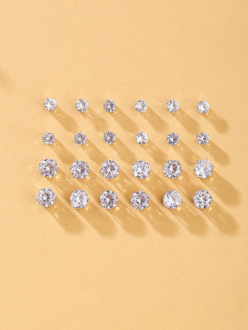Women's Mixed Size Elegant Rhinestones Decor Stud Earrings, Ear Jewelry For Party, Daily Clothing Decor For Girl, Fashion Earrings