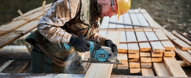 Cordless Mini Circular Saw, SeeSii 4-1/2" Electric Compact Circular Saw with 4.0Ah Battery, 5380RPM, 4 Saw Blades, Rip Guide, Max Cutting Depth 1-11/16"(90°), 1-1/8"(45°) for Wood, Plastic, Soft Metal CS410B #TikTokShopBlackFriday Cordless Mini Circular Saw, SeeSii 4-1/2" Electric Compact Circular Saw with 4.0Ah Battery, 5380RPM, 4 Saw Blades, Rip Guide, Max Cutting Depth 1-11/16"(90°), 1-1/8"(45°) for Wood, Plastic, Soft Metal CS410B #TikTokShopBlackFriday