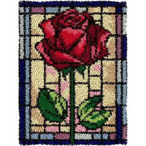Latch Hook Kits for Adults Kids Rug Tapestry Kits with Printed Canvas DIY Embroidery Kits Festival Gifts Home Decoration (Flower)
