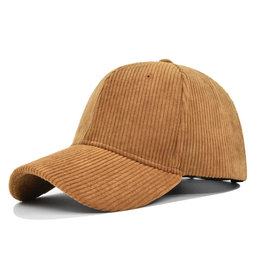 Solid color corduroy ins baseball cap Korean version versatile face enhancing small curved eave street duckbill cap