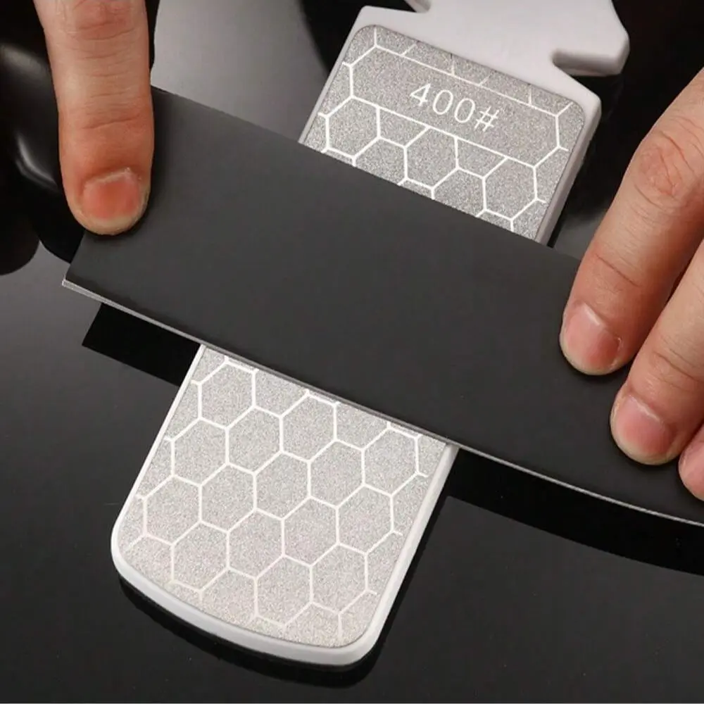 Diamond Sharpening Stone, 400/1000 Grit Handheld Dual-Sided Diamond Sharpener, Honeycomb Surface, Ceramic and Tungsten Steel Slots