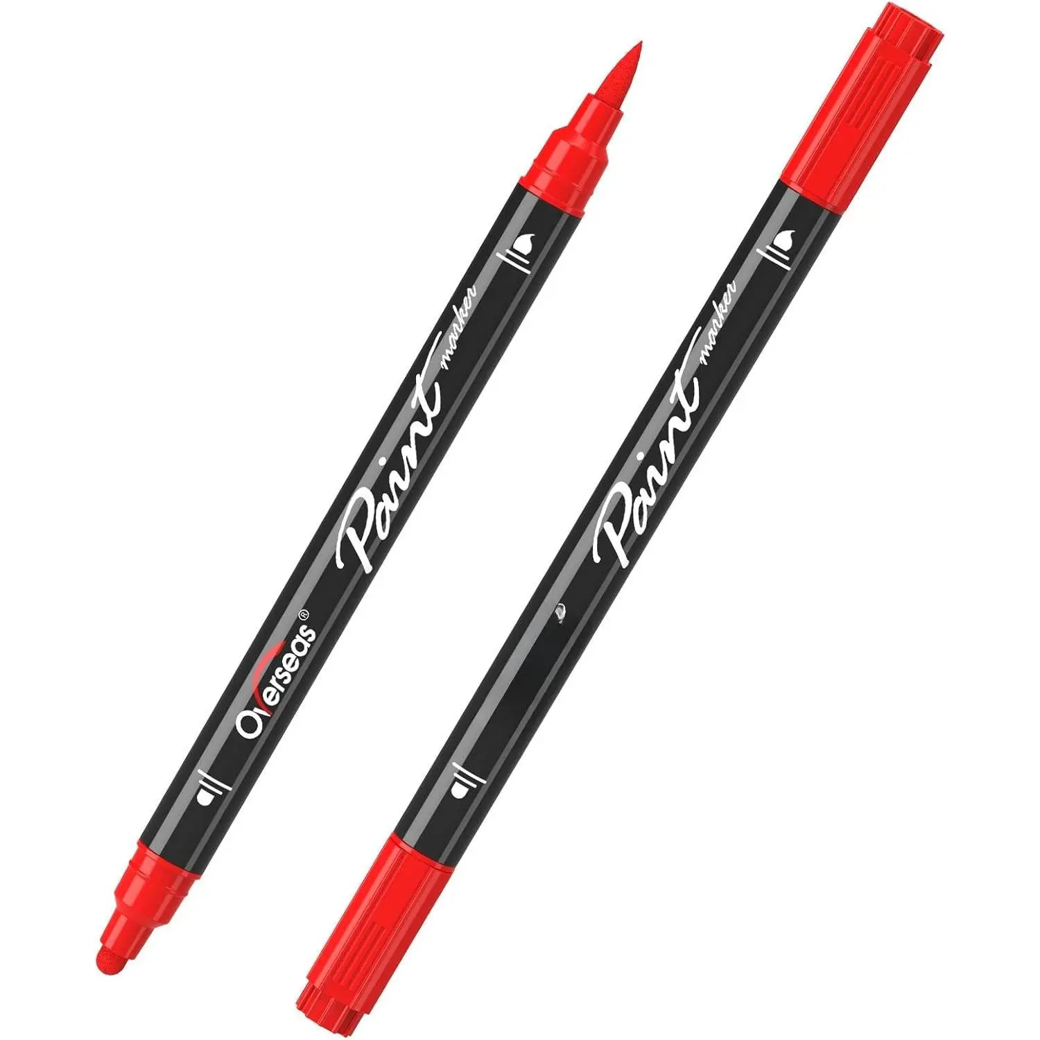 Red   Markers, 2 Pack  Tip  Pens  Markers with Dot and Brush Tip, Coloring Marker for , Rock, Canvas, Glass, Metal, Ceramic, Plastic, Fabric, School Supplies