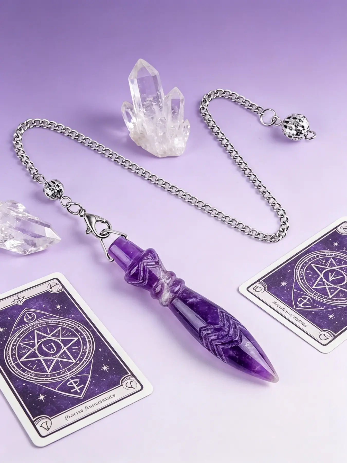 1pc Hand-carved natural crystal staff spirit pendulum detection pendant tool, chakra balancing energy pendulum divination spirit small item, retro engraved wave pattern witch meditation spell tarot card emotional accessory