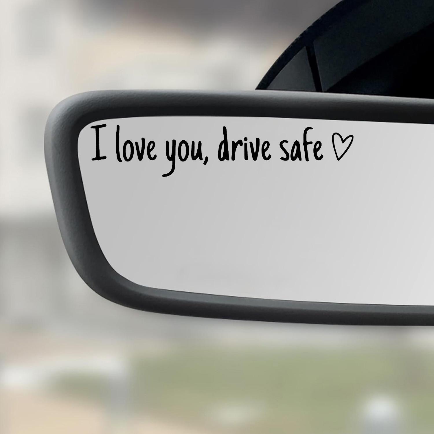 Vinyl Decal for Car, 4 Counts Set I Love You Drive Safe Car Mirror Decal, Rearview Mirror Sticker, Universal Auto Accessory