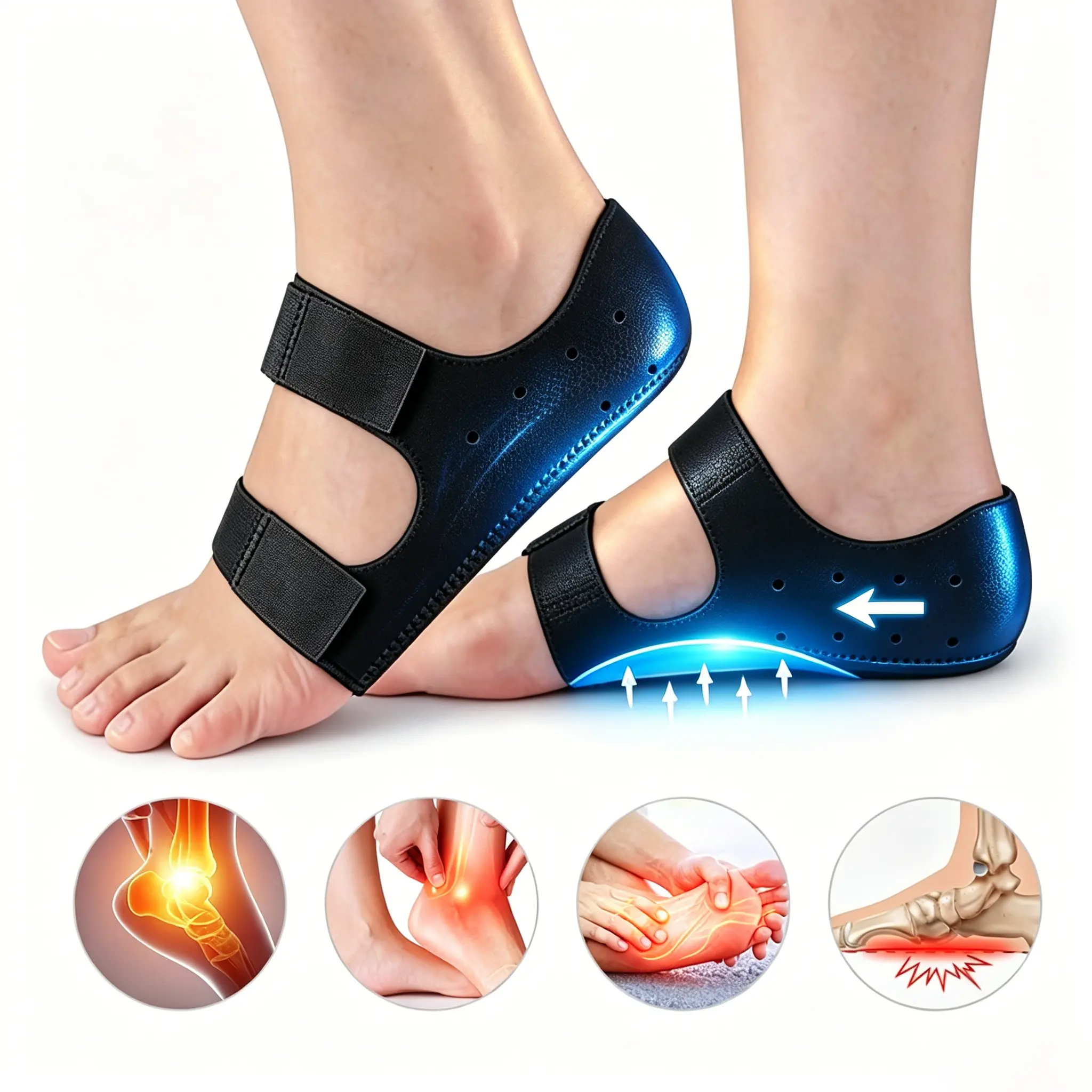 Arch Foot Heel Protector, 1 Pairs Silicone Heel Pad For Bone Spurs Relief and Plantar Fasciitis, Foot Arch Support