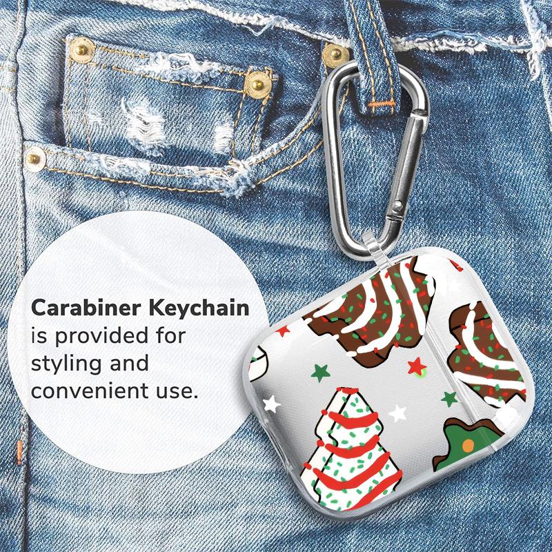 Christmas Cookie Fantasy Pattern Protective Case for AirPods 4/3/2/1/Pro/Pro2 Soft TPU Earphone Cover, Transparent with Keychain
