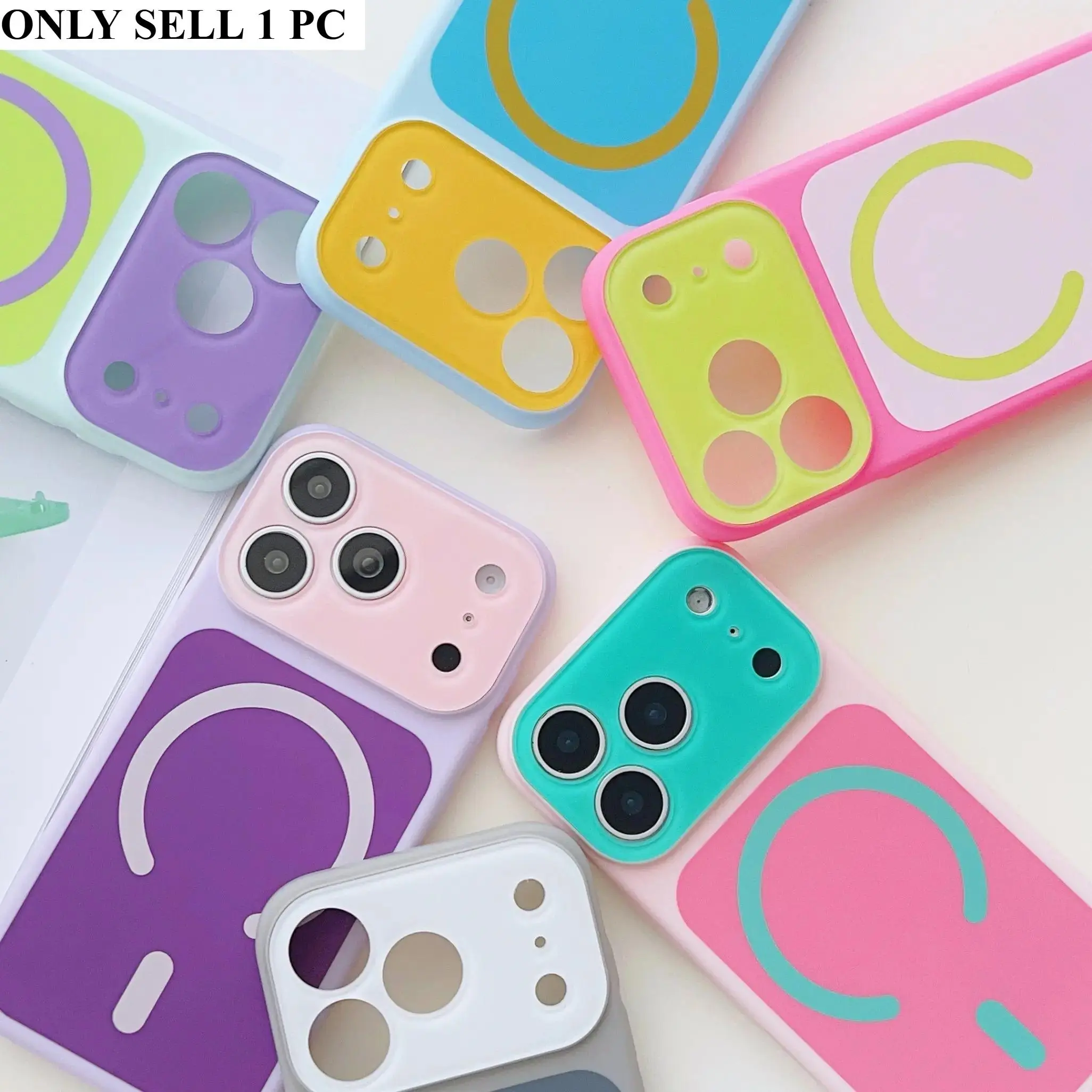Luxury Stylish 1-Piece Dual-Color Magnetic Smartphone Case for iPhone 12-17 Series (Including Pro-Pro Max Models), Handheld-Friendly Large View Lens Shield, Contrasting Color Design