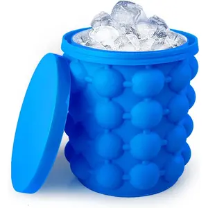 [Summer essentials]Ice Cube Mold, Silicone Ice Bucket Ice Cup with Lid (2 in 1), Press Type Easy-Release Ice Trays Ice Cube Maker for Frozen Cocktail, Whiskey, BeveragesGift