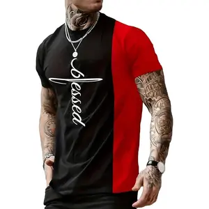 SOLY HUX Men's Color Block Letter Graphic Tops Short Sleeve T Shirt Summer Tee Top