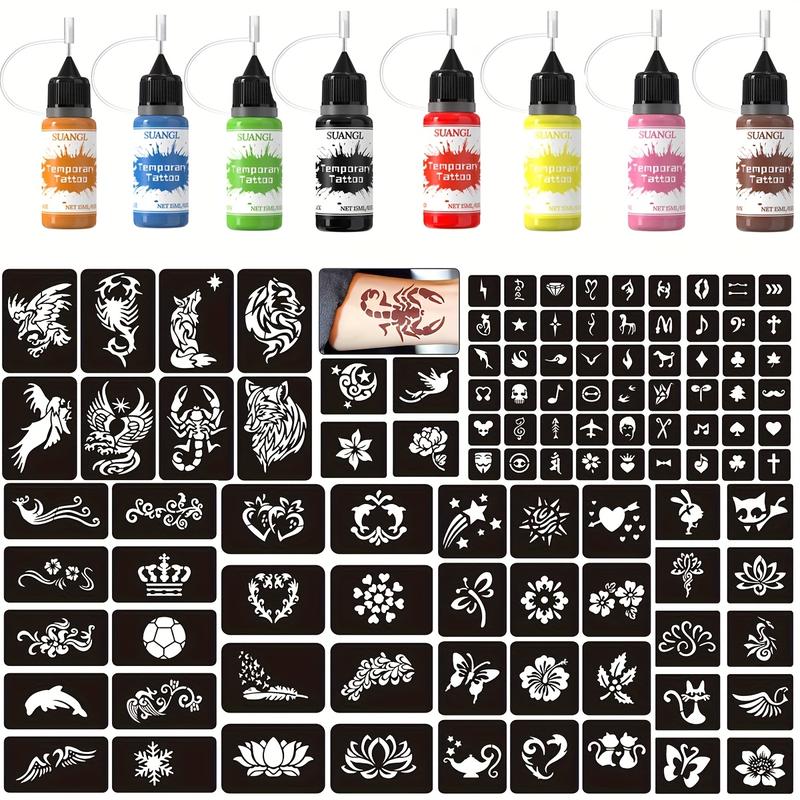 A must-have for parties and events, 8 bottles of mixed color temporary tattoo ink, easy-to-use body painting set  tattoos