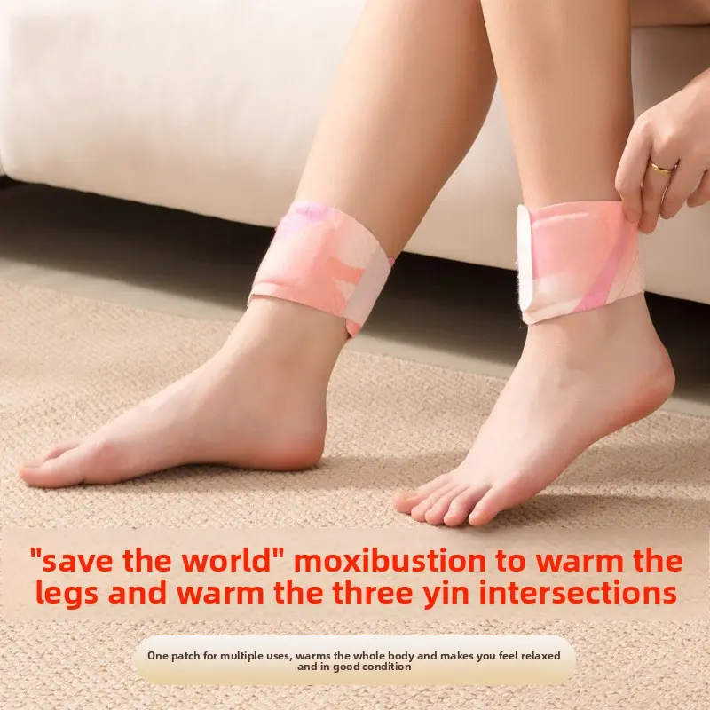 Natural Self-Heating Mugwort Ankle Patch - 3-Day Constant Warmth, Sanyinjiao Moxibustion, Acupoint Relief, Legs Cold Relief, Joint Soreness Ease, No External Power Needed, Portable for Office/Travel, Adult-Suitable (Knee-Compatible Option Included)