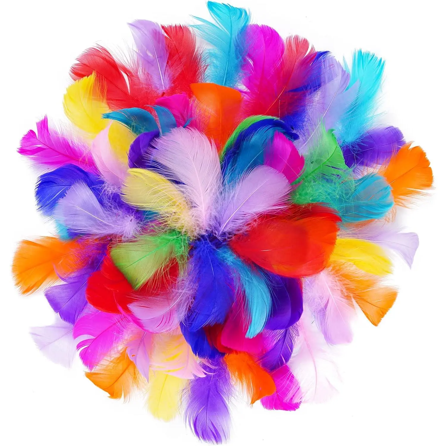 100 Pieces 8-12cm Natural Goose Feathers - Decorative Colorful DIY Craft Supplies for Baby Costume Accessories, Home Supplies, Wedding Decor (Random Color, No Warning Applicable)