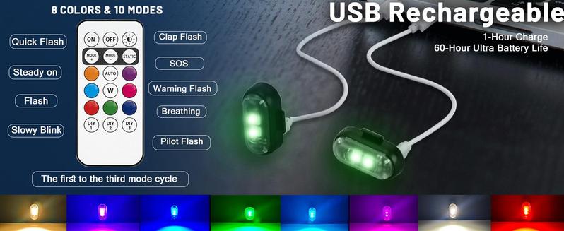 6PCS Wireless Led Strobe Lights with Remote Control 8 Colors USB Rechargeable Waterproof Emergency Lights Rock Light Flashing Light for Car Motorcycle Aircraft Scooter Truck Drone Vehicle 6PCS Wireless Led Strobe Lights with Remote Control 8 Colors USB Rechargeable Waterproof Emergency Lights Rock Light Flashing Light for Car Motorcycle Aircraft Scooter Truck Drone Vehicle