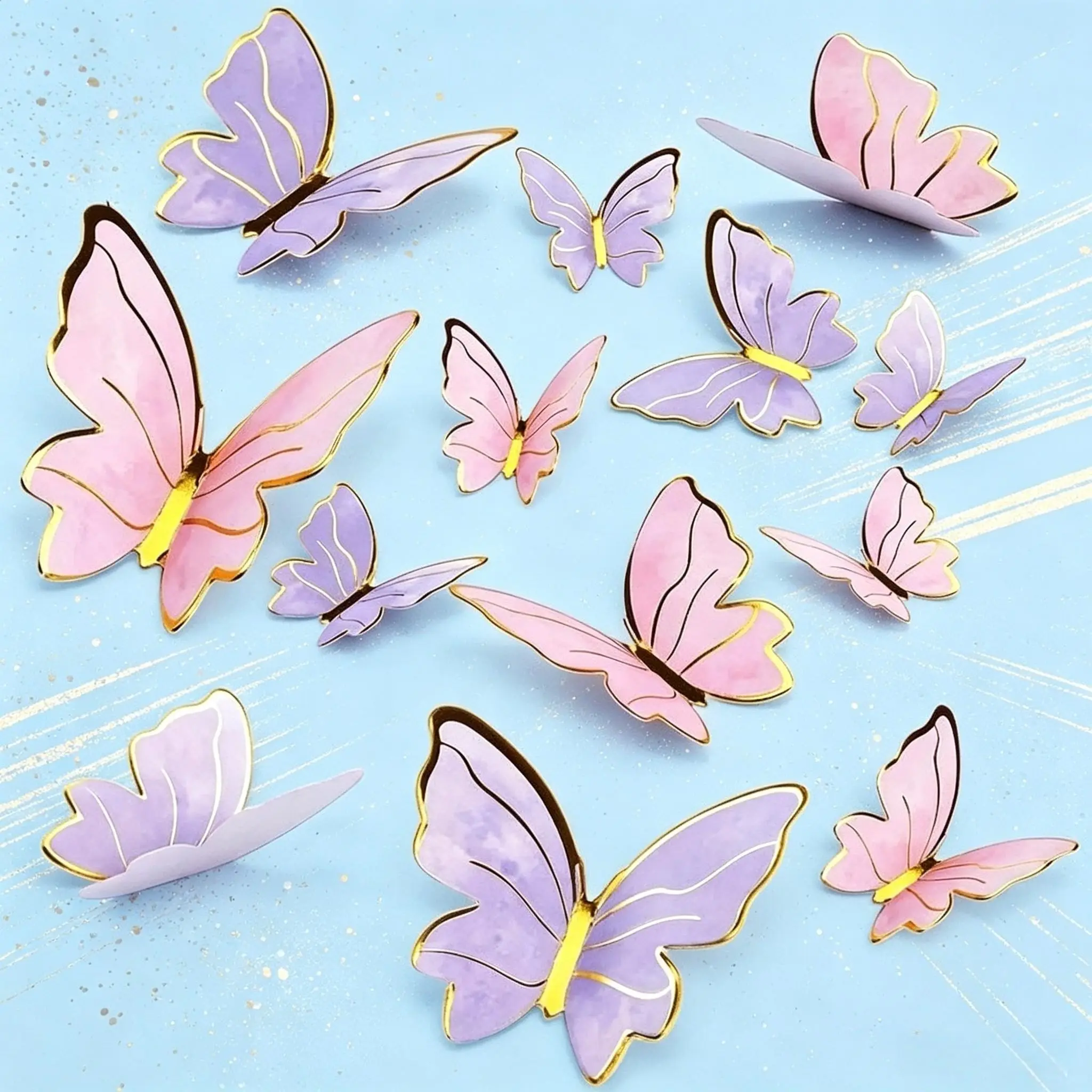 20/100 Pack Multifunctional 3D Butterfly Decorations, Paper Butterflies for Cake Picks, Cupcake Sticks, Cake Topper, Cupcake Toppers, Cake Decorating, Cake Decoration Supplies, Wall Decals, Party Home Decor, Ornaments, Lightweight