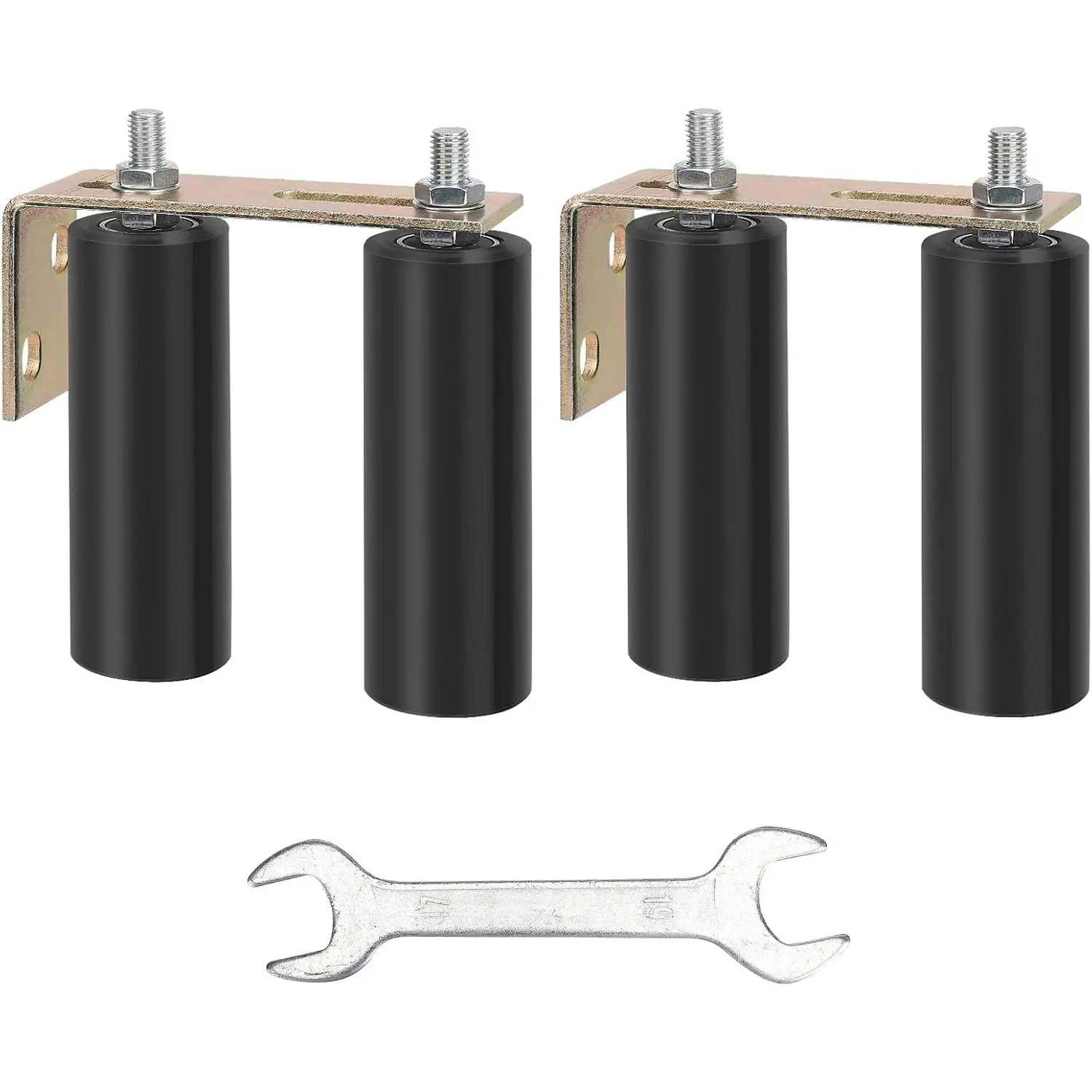 6" Gate Roller Guide with L-Bracket,  Adjustable Heavy Duty Sliding Gate Rollers,Sliding Gate Kit, Black Sliding Gate Guide Roller,Sliding Door Hardware